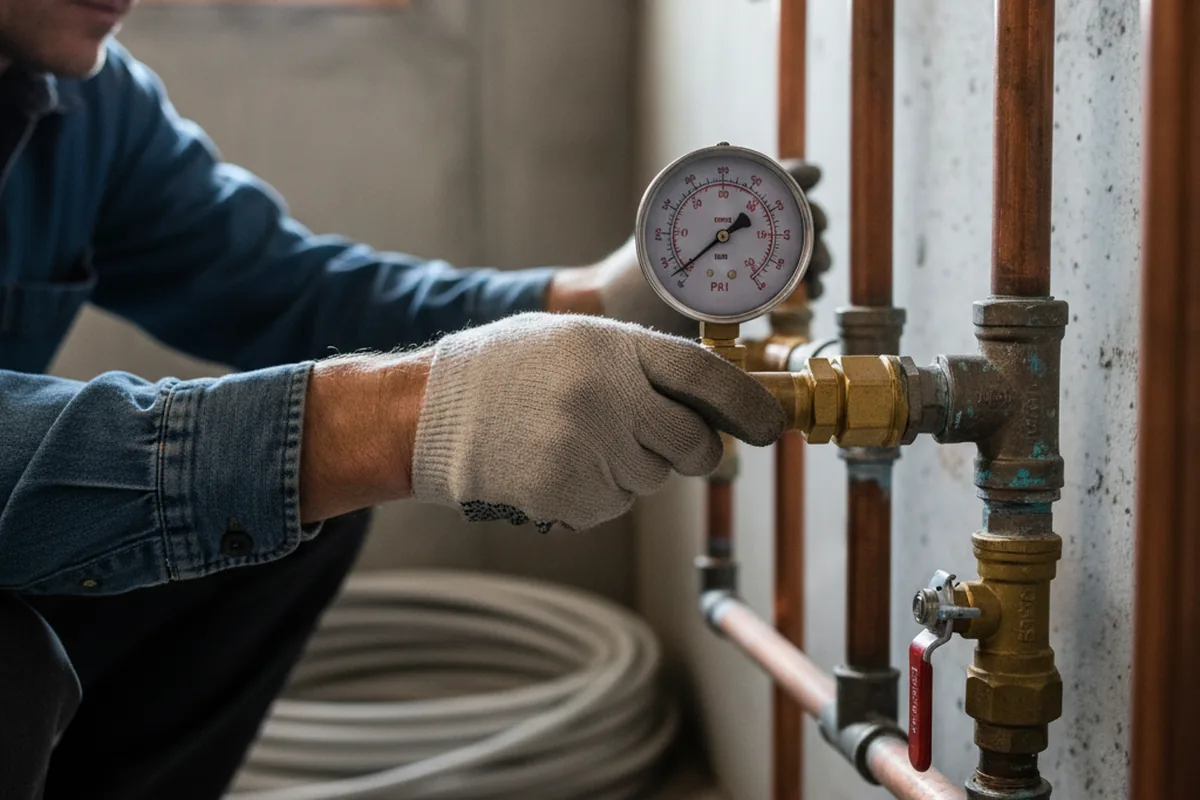 Pressure testing a repaired line during Water Line Repair in Splendora